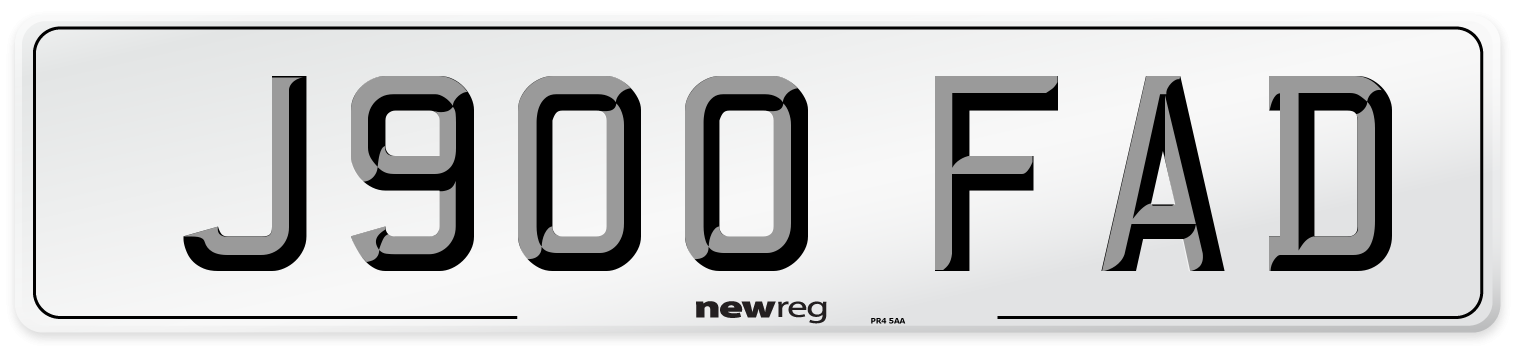 J900 FAD Number Plate from New Reg